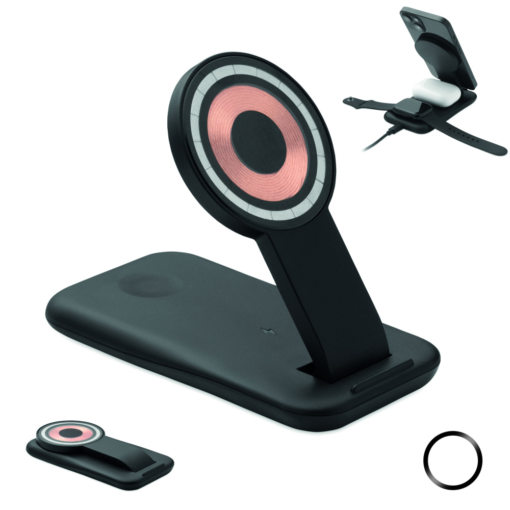 Логотрейд бизнес-подарки картинка: 3 in 1 wireless charger 15W