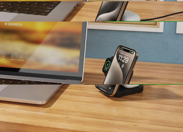 Логотрейд pекламные cувениры картинка: Магнитное зарядное устройство Urban Vitamin Arcadia RCS из пластика 15 Вт 3-в-1