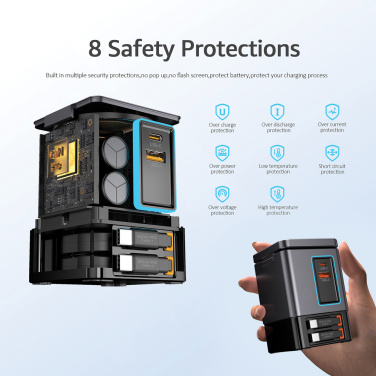 Логотрейд pекламные подарки картинка: Зарядное устройство Urban Vitamin Sacramento 105 Вт GAN + втягивающиеся кабели