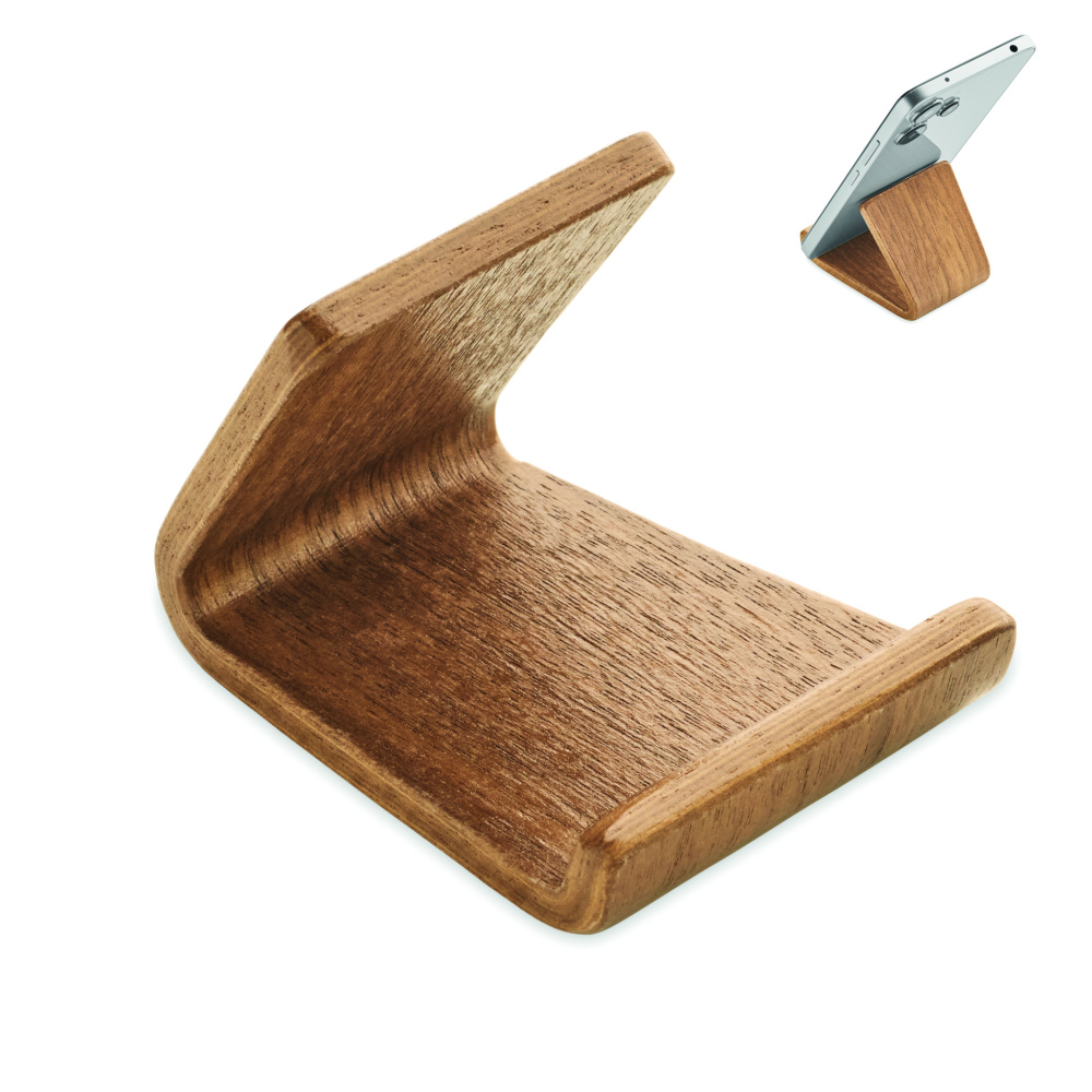Лого трейд бизнес-подарки фото: Walnut wood phone stand