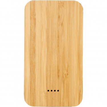 Logotrade profilprodukter bild: Framtida bambu/tyg 6 000 mAh trådlös powerbank