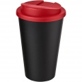 Americano® 350 ml mugg med spillsäkert lock, Solid svart/röd