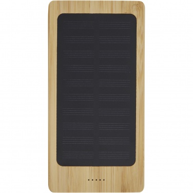 Logotrade reklamprodukter bild: Alata 8 000 mAh soldriven powerbank av bambu