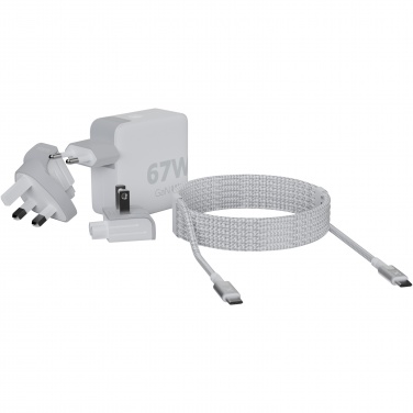 Logotrade kampanjprodukter bild: Xtorm XVC2067 GaN Ultra 67 W reseladdare med 100 W USB-C PD-kabel