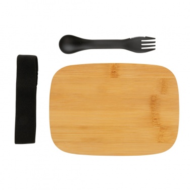 Logotrade profilprodukter bild: Stainless steel lunchlåda med bambulock och spork