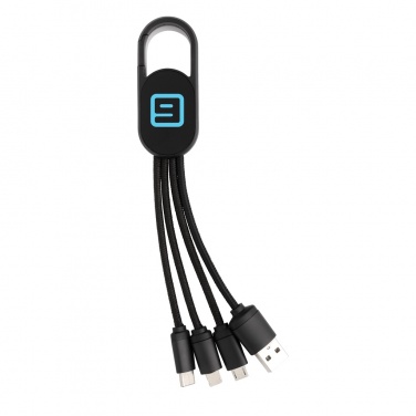 Logotrade reklamprodukter bild: 4-i-1 kabel med karbinclip