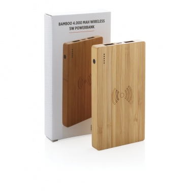 Logotrade profilreklam bild: Bambu 4.000 mAh trådlös 5W powerbank