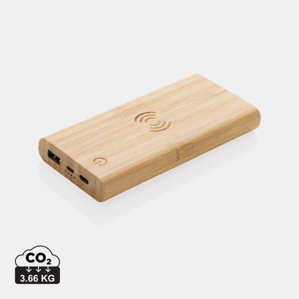 : 8.000 mAh, 5W trådlös powerbank i bambu