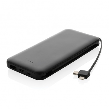 Logotrade profilprodukter bild: Lockhart 10.000mAh powerbank, integrerade kablar, RCS plast