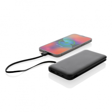 Logotrade presentreklam bild: Lockhart 10.000mAh powerbank, integrerade kablar, RCS plast