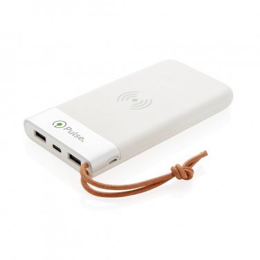 Logotrade kampanjprodukter bild: Aria 8.000 mAh 5W powerbank med trådlös laddning