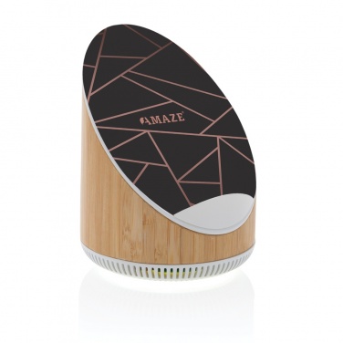 Logotrade presentreklam bild: Ovate bambu 5W högtalare med 15W trådlös laddning