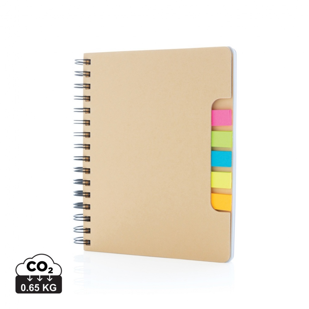 Logotrade kampanjprodukter bild: A5 Kraft spiralbunden anteckningsbok med sticky notes