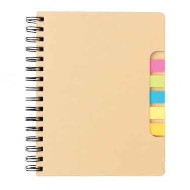 Logotrade profilprodukter bild: A5 Kraft spiralbunden anteckningsbok med sticky notes