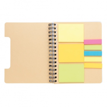 Logotrade profilreklam bild: A5 Kraft spiralbunden anteckningsbok med sticky notes