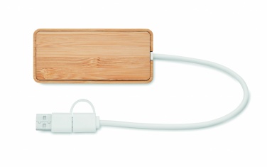 Logotrade kampanjprodukter bild: USB-hubb med 3 portar i bambu