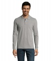 PERFECT MEN LSL POLO 180g, Grey Melange 2