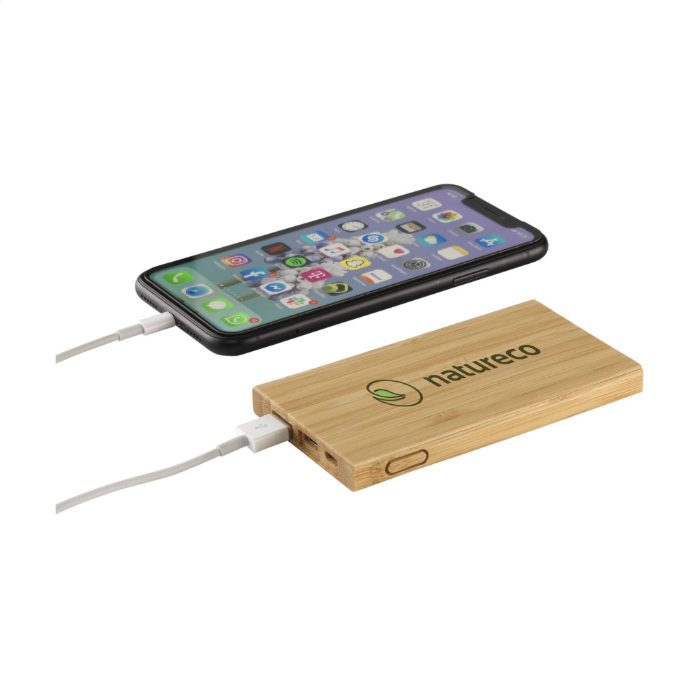 Logotrade presentreklam bild: Bamboo 4000 Powerbank extern laddare