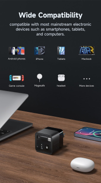 Logotrade presentreklam bild: Urban Vitamin Mendocino 65W GaN-laddare med utdragbar kabel