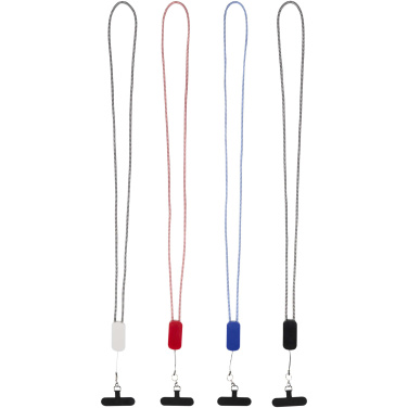 Logotrade presentreklam bild: Anser logoband för smartphone av återvunnen plast med inbyggd 5-i-1-kabel på 27 W