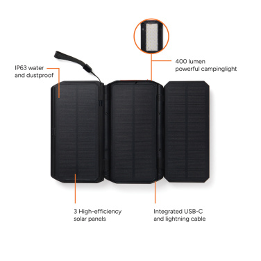 Logotrade kampanjprodukter bild: Nordic Drift Titan 10.000 mAh solcells-powerbank med 3 panel